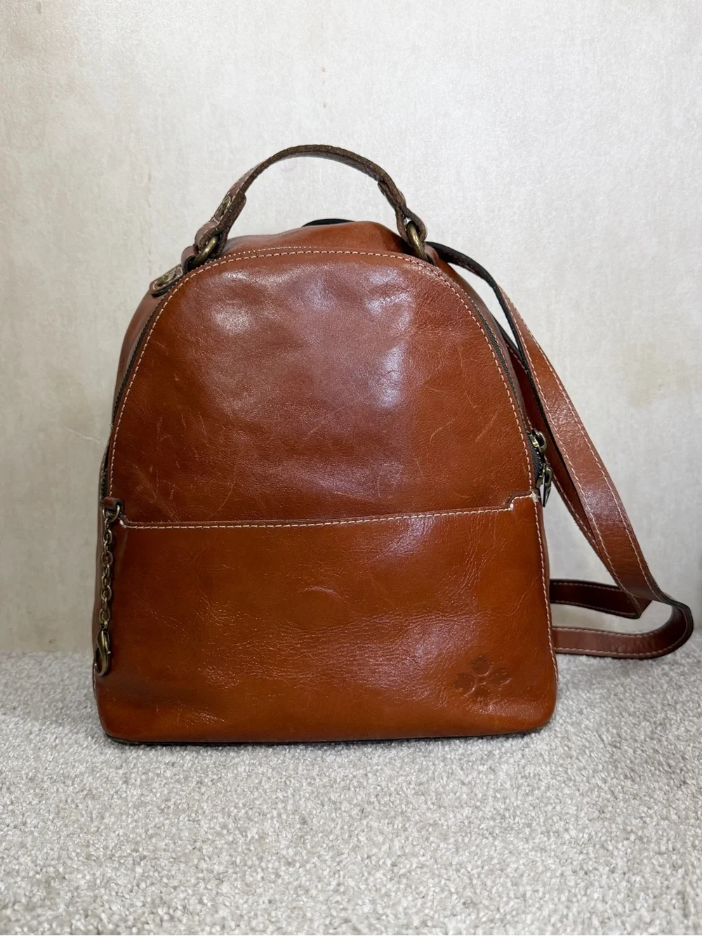 Patricia Nash Women’s Leather Heritage Montioni Convertible Small Backpack Tan